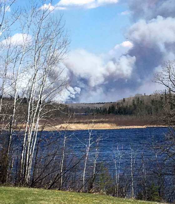 DONNA HASTINGS PHOTOSmoke is seen in the distance from the fire in Nopiming Provincial Park.