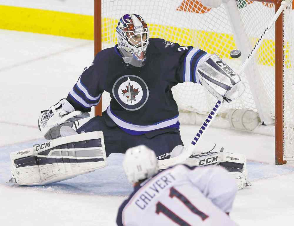 CP
There are cases to be made both for and against each of the Jets goalies, Michael Hutchinson (labove) and Ondrej Pavelec.