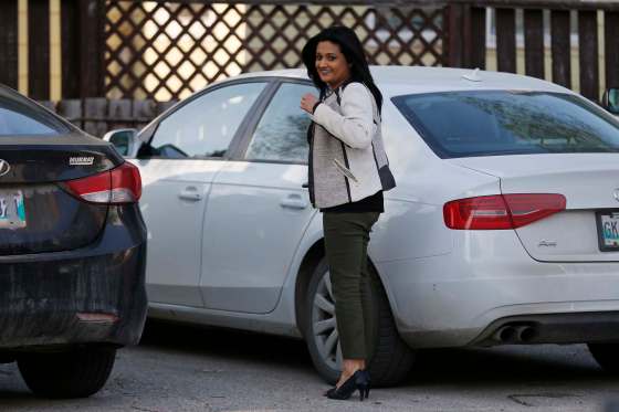 JOHN WOODS / WINNIPEG FREE PRESSProvincial Liberal leader Rana Bokhari is photographed going into a candidates' meeting at party headquarters Monday night. She told the Free Press she wasn't forced to step down.