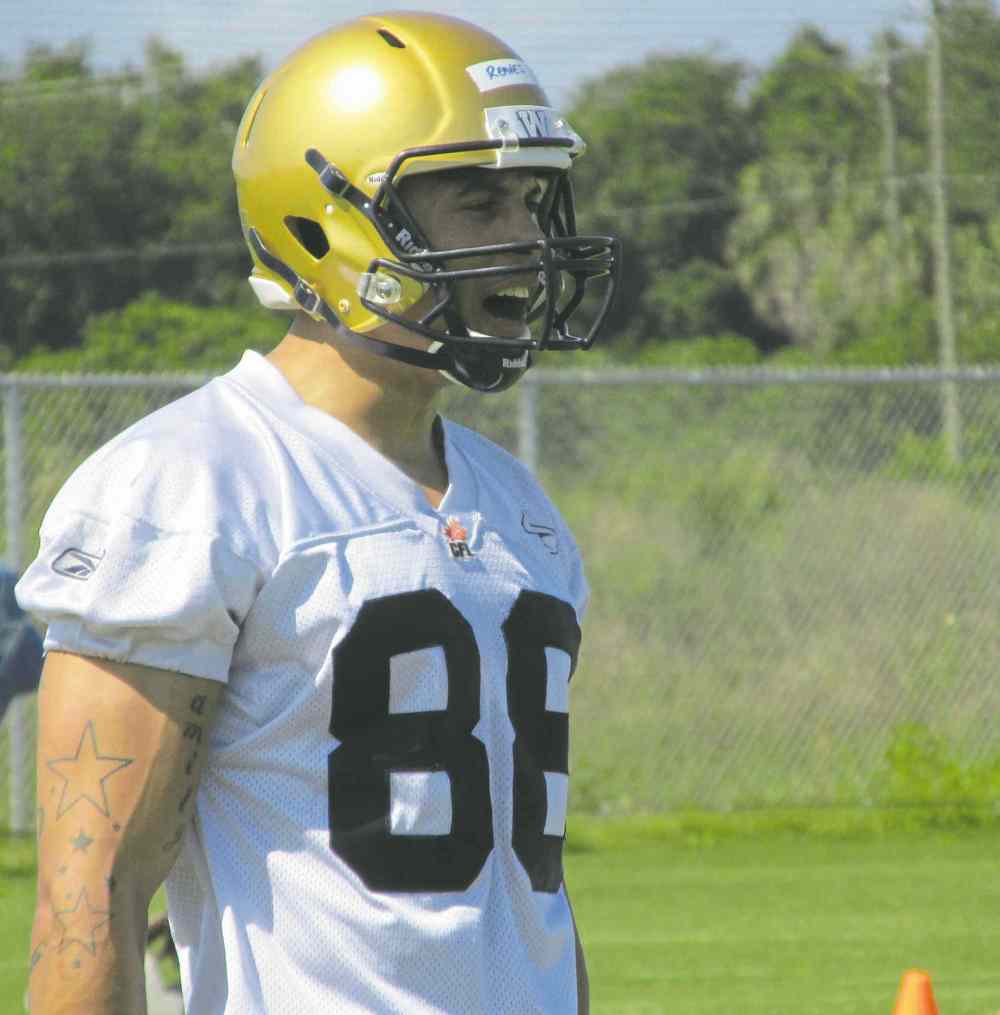Paul Wiecek / Winnipeg Free Press
Receiver hopeful Jordan Reaves had a rough start to the day, but a strong finish.