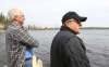 JOE BRYKSA / WINNIPEG FREE PRESS
Evacuees Ross Edmonds and Bob Hazelhurst from Ingolf, Manitoba watch fire on the East side of Caddy Lake Tuesday.