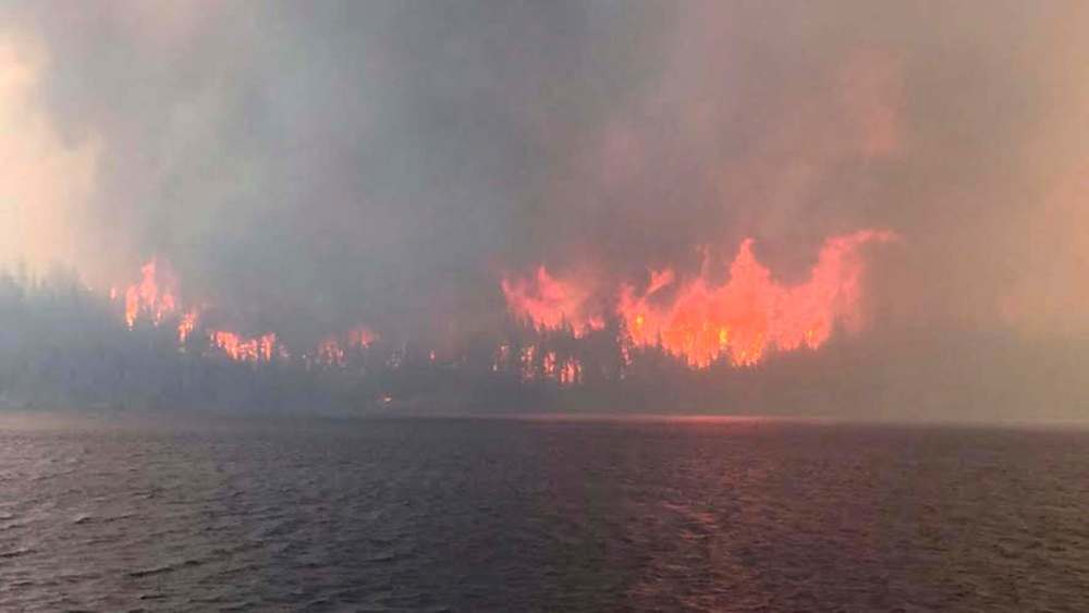 SUPPLIED
The fire at Nora Lake as seen late Monday.