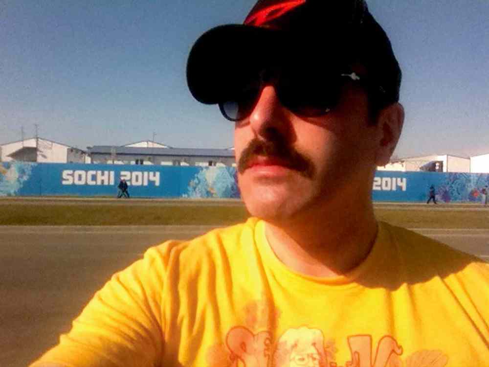 Noam Gonick
Noam Gonick grew a moustache as a disguise halfway through the Sochi Games, concerned about security issues after too many trips to the Olympic venues.