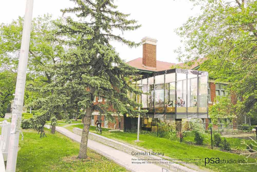 Submitted image
A projecting glass box, visible from the Maryland Bridge, is to be added to the back of the Cornish Library, one of three Winnipeg buildings funded by Andrew Carnegie.