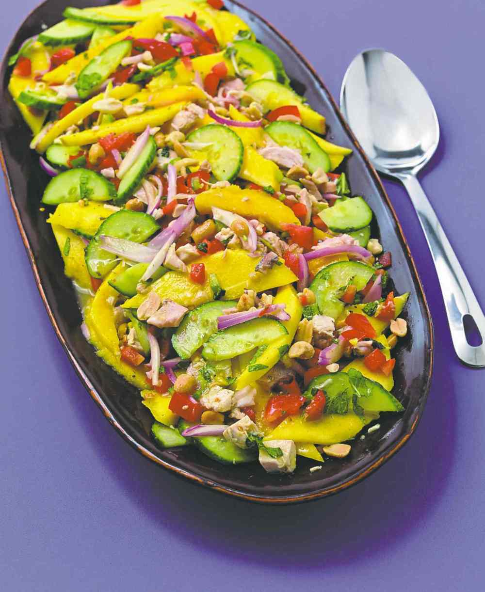 Spicy Chicken, Mango and Cucumber salad