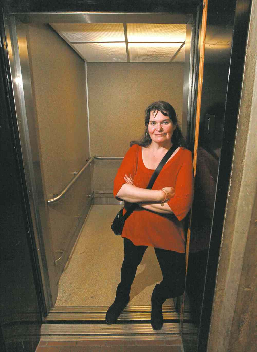 Phil Hossack / Winnipeg Free Press
According to William Shakespeare, all the world's a stage. And for FemFest organizer Hope McIntyre, that world includes an elevator at the U of W.