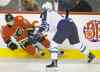 Jeff McIntosh / The Canadian Press
Winnipeg Jets forward Alexander Burmistrov sends the Calgary Flames' Michael Frolik flying during NHL pre-season action in Calgary Saturday.