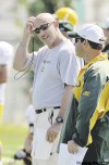 CNS Larry Wong/Edmonton Journal
Edmonton receivers coach Mike Kelly (left) has emerged as a top candidate to return to the Blue Bombers as head coach.