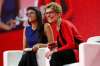 JOHN WOODS / THE CANADIAN PRESS
Ontario Premier Kathleen Wynne, right, speaks to Liz Plank onstage at the 2016 Liberal Biennial Convention in Winnipeg, Saturday.