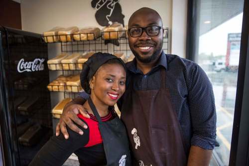 MIKE DEAL / WINNIPEG FREE PRESS
Bryan and Temi Akindipe at Arabelle's Bakery and Catering, home of the 