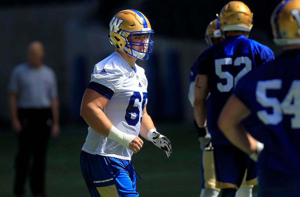 PHIL HOSSACK / Winnipeg free press
Rookie offensive lineman Michael Couture will see lots of playing time.