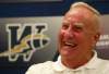Joe Bryksa / Free Press archive
Cal Murphy laughs at the news conference at the Bomber office announcing his induction to the hall of fame.