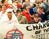 KEN GIGLIOTTI / WINNIPEG FREE PRESS ARCHIVES
Save the Jets Rally at Portage and Main, April 28, 1995. No similar passion exists in Arizona.