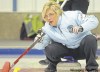 KEN GIGLIOTTI / WINNIPEG FREE PRESS
Lois Fowler sets up a shot against fellow Brandonite Linda Van Daele in the Manitoba senior women’s curling final at Fort Garry Curling Club on Monday.