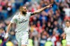 Real Madrid's Karim Benzema reacts after the goal he scored was disallowed during a Spanish La Liga soccer match between Real Madrid and Eibar at the Santiago Bernabeu stadium in Madrid, Spain, Saturday April 6, 2019. (AP Photo/Paul White)