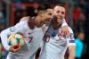 Portugal's Cristiano Ronaldo, left, celebrates with his teammate Diogo Jota after he scored his side's second goal during the Euro 2020 group B qualifying soccer match between Luxembourg and Portugal at the Josy Barthel stadium in Luxembourg, Sunday, Nov. 17, 2019. (AP Photo/Francisco Seco)