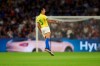 Brazil's Thaisa celebrates after scoring scores her side's first goal during the Women's World Cup round of 16 soccer match between France and Brazil at the Oceane stadium in Le Havre, France, Sunday, June 23, 2019. (AP Photo/Francisco Seco)