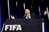 FIFA President Gianni Infantino gestures as he walks on the stage before the start of the 69th FIFA congress in Paris, Wednesday, June 5, 2019. (AP Photo/Alessandra Tarantino)