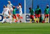 England's Steph Houghton, second from left, celebrates with teammates after scoring her side's first goal during the Women's World Cup round of 16 soccer match between England and Cameroon at the Stade du Hainaut stadium in Valenciennes, France, Sunday, June 23, 2019. (AP Photo/Michel Spingler)