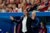 France coach Corinne Diacre gestures during the Women's World Cup Group A soccer match between France and Norway in Nice, France, Wednesday, June 12, 2019. (AP Photo/Claude Paris)