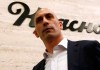 FILE - In this Wednesday, June 13, 2018 file photo, Spanish football president Luis Rubiales leaves a press conference at the 2018 soccer World Cup in Krasnodar, Russia. The president of the Spanish federation says he is looking into the possibility of playing the Spanish Super Cup in Saudi Arabia beginning next year. (AP Photo/Manu Fernandez, File)
