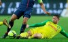 FILE - In this Sunday, Jan. 14, 2018 file photo Nantes' forward Emiliano Sala makes a tackle during a French League One soccer match, in Nantes, western France. The Argentine forward, who scored his last goal for Nantes on Dec. 5 in a 3-2 win over Marseille, was killed in a plane crash last month and his body was recovered from the wreckage on Thursday, Feb. 7, 2019 authorities said. (AP Photo/David Vincent, File)
