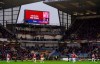 A general view of the big screen showing a VAR no goal decision after Burnley's Chris Wood scored his second goal of the match, during the English Premier League soccer match between Burnley and West Ham United, at Turf Moor, in Burnley, England, Saturday, Nov. 9, 2019. (Ian Hodgson/PA via AP)