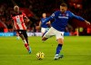 Everton's Cenk Tosun shoots towards goal, during the English Premier League soccer match between Southampton and Everton, at St Mary's Stadium, in Southampton, England, Saturday, Nov. 9, 2019. (Mark Kerton/PA via AP)