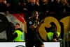 Inter's Romelu Lukaku jubilates after scoring, during the Italian Serie A soccer match Brescia and Inter FC, at Rigamonti stadium in Brescia, Italy, Tuesday, Oct. 29, 2019. (Filippo Venezia/ANSA via AP)