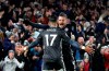Leicester City's Ayoze Perez celebrates scoring his side's first goal of the game with team mate Jamie Vardy, during the English Premier League soccer match between Brighton and Hove and Leicester City, at the AMEX Stadium, in Brighton, England, Saturday, Nov. 23, 2019. (Gareth Fuller/PA via AP)
