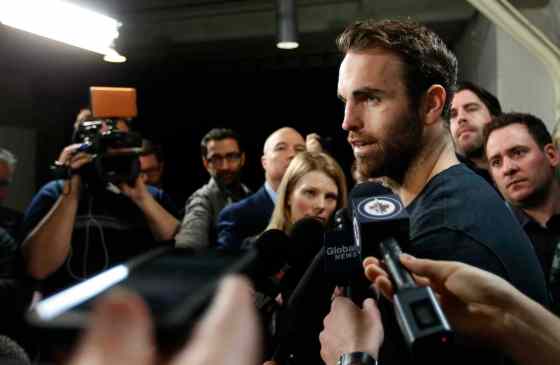Winnipeg Jets Captain Andrew Ladd speaks to the media one last time following the Jets first round playoff series with the Anaheim Ducks, who swept Winnipeg four games to none.