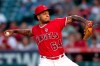 Los Angeles Angels starting pitcher Felix Pena delivers a pitch during the first inning of the team's baseball game against the Houston Astros 1in Anaheim, Calif., Wednesday, July 17, 2019. (AP Photo/Kyusung Gong)