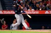Cleveland Indians' Jordan Luplow hits a two-run home run during the second inning of a baseball game against the Los Angeles Angels on Tuesday, Sept. 10, 2019, in Anaheim, Calif. (AP Photo/Mark J. Terrill)