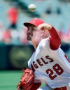 Los Angeles Angels starting pitcher Andrew Heaney throws to the plate during the first inning of a baseball game against the Oakland Athletics Sunday, June 30, 2019, in Anaheim, Calif. (AP Photo/Mark J. Terrill)