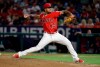 Los Angeles Angels relief pitcher Felix Pena throws to a Seattle Mariners batter during the sixth inning of a baseball game Friday, July 12, 2019, in Anaheim, Calif. (AP Photo/Marcio Jose Sanchez)