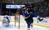 St. Louis Blues' David Backes celebrates after scoring past Winnipeg Jets goalie Michael Hutchinson, left, during the second period of an NHL hockey game Monday, Nov. 16, 2015, in St. Louis. (AP Photo/Jeff Roberson)