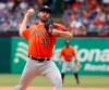 Houston Astros starting pitcher Justin Verlander throws against the Texas Rangers in the first inning of a baseball game against the Texas Rangers, Sunday, July 14, 2019, in Arlington, Texas. (AP Photo/David Kent)