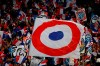 France soccer team supporters cheer ahead of the Euro 2020 group H qualifying soccer match between France and Albania at the Stade de France in Saint Denis, north of Paris, France, Saturday, Sept. 7, 2019. (AP Photo/Christophe Ena)