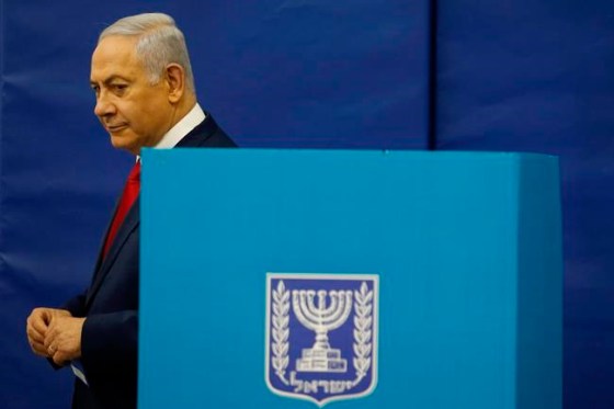 Ariel Schalit / The Associated Press / PoolIsrael's Prime Minister Benjamin Netanyahu votes during Israel's parliamentary elections in Jerusalem, Tuesday, April 9, 2019 (AP Photo/Ariel Schalit, Pool)