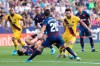 Barcelona's Lionel Messi controls the ball past Levante's Jorge Miramon during the Spanish La Liga soccer match in Valencia, Spain, Nov.2 , 2019. (AP Photo/Alberto Saiz)