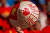 Vietnam's soccer team supporter holds a traditional hat ahead of the AFC Asian Cup quarterfinal soccer match between Japan and Vietnam at Al Maktoum Stadium in Dubai, United Arab Emirates, Thursday, Jan. 24, 2019. (AP Photo/Hassan Ammar)