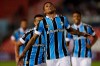 Andre Ribeiro of Brazil's Gremio celebrates after scoring against Paraguay's Libertad during a Copa Libertadores soccer game in Asuncion, Paraguay, Thursday, Aug. 1, 2019. (AP Photo/Jorge Saenz)