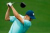 Jordan Spieth practices on the driving range at the Masters golf tournament Tuesday, April 9, 2019, in Augusta, Ga. (AP Photo/Matt Slocum)