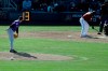 A pitch clock counts down as Colorado Rockies pitcher Chi Ci Gonzalez prepares the throw to Arizona Diamondbacks' Ildemaro Vargas during a spring baseball game in Scottsdale, Ariz., Saturday, Feb. 23, 2019. (AP Photo/Chris Carlson)