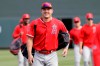 Los Angeles Angels' Mike Trout smiles as he walks onto the field with teammates before a spring training baseball game against the Arizona Diamondbacks Thursday, March 21, 2019, in Scottsdale, Ariz. (AP Photo/Elaine Thompson)