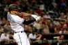 Arizona Diamondbacks' Ketel Marte follows through on a double against the Miami Marlins during the first inning of a baseball game Tuesday, Sept. 17, 2019, in Phoenix. (AP Photo/Matt York)