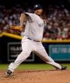 New York Yankees starting pitcher C.C. Sabathia throws a pitch for his 3,000th career strikeout, during the second inning of the team's baseball game against the Arizona Diamondbacks, Tuesday, April 30, 2019, in Phoenix. (AP Photo/Matt York)