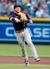 Colorado Rockies shortstop Trevor Story makes the off balance throw for an out on a ball hit by Arizona Diamondbacks' Ketel Marte in the first inning during a baseball game, Tuesday, June 18, 2019, in Phoenix. (AP Photo/Rick Scuteri)