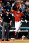 Arizona Diamondbacks' Ketel Marte (4) celebrates after hitting a two-run home run against the San Diego Padres in the third inning during a baseball game, Sunday, April 14, 2019, in Phoenix. (AP Photo/Rick Scuteri)