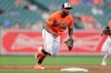 Baltimore Orioles third baseman Hanser Alberto eyes a ground ball hit by a Toronto Blue Jays batter during the second inning of a baseball game, Saturday, Aug. 3, 2019, in Baltimore. (AP Photo/Julio Cortez)